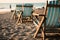 Cosy beach chairs at the beach. Generative AI