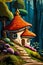 Cosy fairytale mushroom house in the dark forest