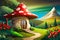 Cosy fairytale toadstool mushroom house