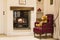 Cosy fireplace with wood burning stove