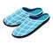 Cosy house slippers in light blue gingham print textile
