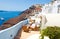 Cosy patio in Fira on the island of Thera(Santorini), Greece.