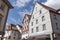 Cosy street in picturesque town Sigmaringen in Germany. Traditional old german houses