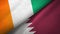 Cote d`Ivoire and Qatar two flags textile cloth, fabric texture