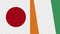 Cote D lvoire and Japan Two Half Flags Together