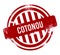 Cotonou - Red grunge button, stamp