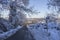 Cotswold lane in snow