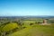 Cotswold Way long distance footpath near the toposcope on Coaley Peak Picnic Site and Viewpoint near Nympsfield, Gloucestershire,