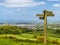 Cotswold way panorama across green fields