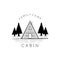 cottage, cabin vector logo vintage illustration with pine tree symbol design