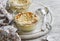 Cottage cheese casserole in glass bowls