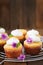 Cottage cheese cupcakes with meringue decorated flower