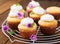 Cottage cheese cupcakes with meringue decorated flower