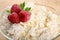 Cottage cheese with fresh berrie bowl wooden board