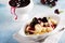 Cottage cheese gnocchi with cherry sauce