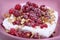 Cottage cheese, raspberry and walnut