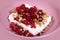 Cottage cheese, raspberry and walnut