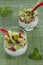 Cottage cheese with red pepper, celery and mint
