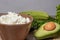 Cottage cheese and ripe avocado.