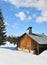 Cottage covered with snow