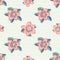 Cottage garden flowers seamless vector pattern background. Pink pastel teal blue painterly canvas farmhouse style. Hand