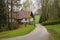Cottage house with road path nature woods forest countryside landscape
