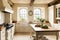 Cottage kitchen decor, interior design and house improvement, classic English in frame kitchen cabinets, countertop and applience