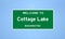 Cottage Lake, Washington city limit sign. Town sign from the USA