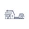 Cottage line icon - village house or wooden cabin in linear style on white background. Vector illustration.