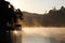 A cottage silhouette at Pangung reservoir