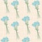 Cottagecore plaid gingham print wallpaper with floral seamless pattern. Hand drawn doodle flowers