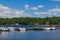 Cottages and boats on Lake Muskoka in Ontario