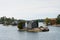 Cottages on rocky islands in Thousand Islands area