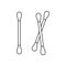 Cotton buds for adult. Linear icons set. Black simple illustration of separate cotton swab, two crossed. Personal hygiene product