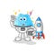 Cotton candy astronaut waving character. cartoon mascot vector
