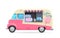 Cotton candy food truck, isolated vector van.