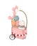 Cotton candy. Vintage cotton candy cart. Amusement park. Retro illustration