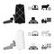 Cotton, coil, thread, pest, and other web icon in black,monochrome style. Textiles, industry, gear icons in set
