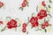 Cotton fabric in embroidery rose pattern for background or texture