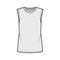 Cotton-jersey tank technical fashion illustration with crew neckline, oversized, cut armholes. Flat outwear basic shirt