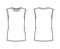 Cotton-jersey tank technical fashion illustration with crew neckline, oversized, cut armholes. Flat outwear basic shirt