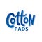 Cotton pads label. Text logo lettering. Hand drawn illustration. Blue color