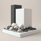 cotton and pebbles podium, empty showcase for packaging product presentation AI generation