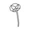 Cotton plant branch in trendy minimal style. Outline organic cotton flower for logo . Botanical vector illustration