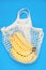 Cotton String Mesh Bag, Reusable Shopping Tote for Grocery with Bananas