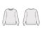 Cotton-terry oversized sweatshirt technical fashion illustration with relaxed fit, crew neckline, long sleeves jumper