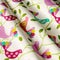 Cotton textile background, pink bird cloth. Cotton Provence Fabrics