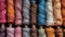 The cotton threads for yarn of different colors as a background