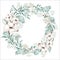 Cotton wreath for text. Floral ornament of cotton flowers and plants of delicate shades. Frame for text and floral decoration. Chr