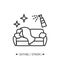 Couch disinfection line icon. Sanitizing soft home furniture. Isolated vector illustration.